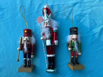3 Christmas Tree Nutcracker Soldier Ornaments
