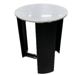 Fabulous White Engineered Quartz And Black Metal Side Table
