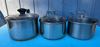 3 Pots With Fitting Mismatched Lids