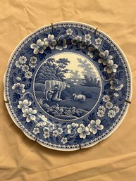 English Ironstone Spode Blue, White Plate