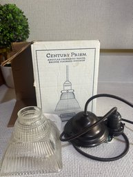 Vintage Look Square Holophane Prismatic Hanging Lamp