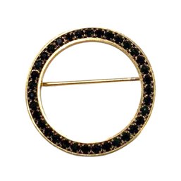 (A81) LAMODE Open Circle Brooch With Green Gemstone Accents