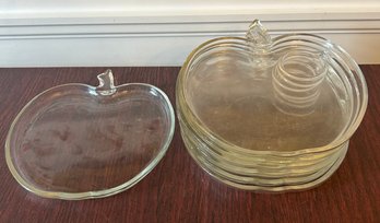 Lot Of Clear Glass Apple Shaped Plates/trays