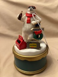 Vintage Coca Cola Polar Bear Hollywood Sunglasses North Pole Musical Figurine