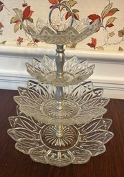 4 Tier Clear Glass Serving Tray