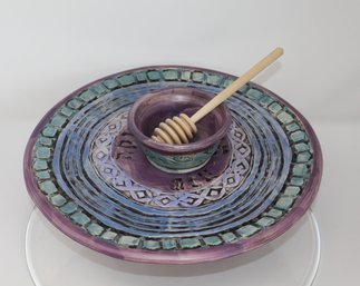 Handcrafted Ceramic Rosh Hashanah Honey & Apple Dish Set