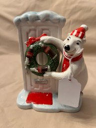 Vintage Enesco Coca Cola Polar Bear Figurine With Wreath