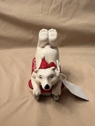 Vintage Enesco Ceramic Coca Cola Always Skiing Polar Bear Figurine