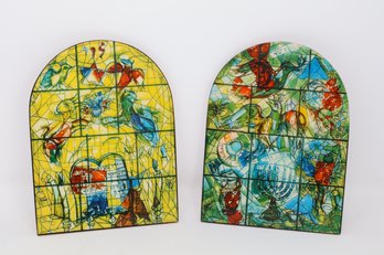 Pair Of 'Jerusalem Windows' Wood Plaques