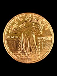 One AVDP Ounce .999 Fine Copper Round Standing Liberty