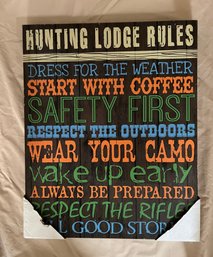 Hunting Lodge Rules Sign On Canvas