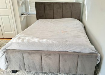 A Queen Size Microfiber Bed With Mattress And Box Spring