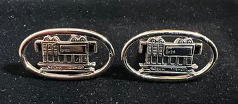 Vintage Swank San Francisco California Powell Mason Line Cable Car Cutout Oval Cufflinks