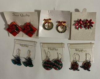 Set Of 6 Various Christmas Holiday Earrings