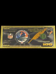 Collectible NFL Houston Texans Gold Foiled Bill