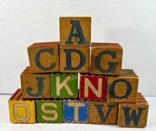 Lot Of 17 Miscellaneous Vintage Alphabet Block Toys