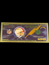 Collectible NFL Los Angeles Chargers Gold Foiled Bill