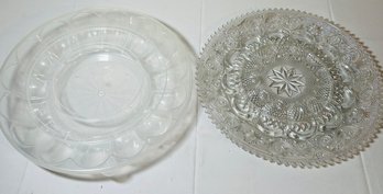 Pressed Glass Deviled Egg Tray And Plastic Deviled Egg Carrier