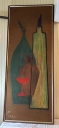 Very Large MCM Painting On Felt, Signed And Framed