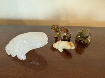 Stone & Resin Frog Figurine Grouping