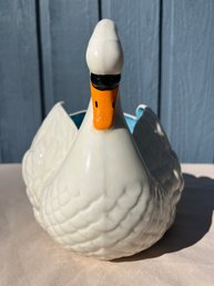 Vintage Holland Mold Ceramic Ivory White Pottery Swan Planter