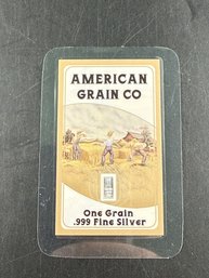 American Grain Co One Grain .999 Fine Silver Bar