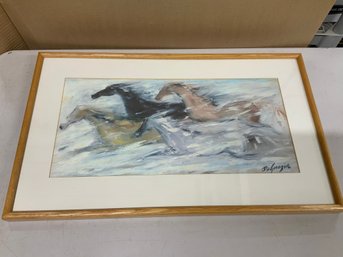 Framed Print By Ettore Ted Degrazia Titled Free As The Wind Depicting Running Wild Horses