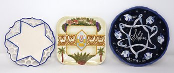 Lot Of 3 Decorative Jewish Holiday Ceramic Plates
