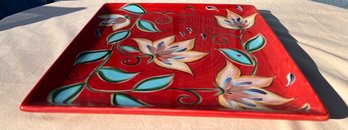 Gail Pittman Southern Living Red Floral Ceramic Serving Platter