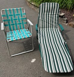 Vintage Lawn Chair And Lounge Chair