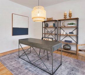 (#1 Of 4) Natural Wood And Metal Shelving Unit