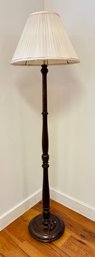 An Antique Carved Oak Two Lights Floor Lamp With Shade