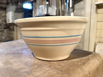 Vintage McCoy Pink & Blue Band Mixing Bowl