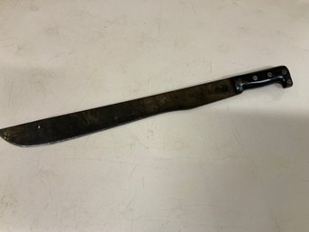 Vintage Utility Or Military Style Machete With Worn Steel Blade