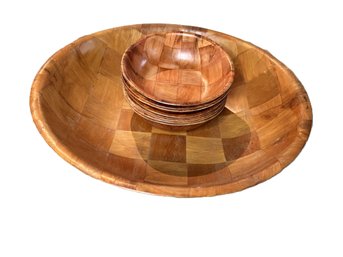 Enormous Salad Bowl With Eight Individual Bowls