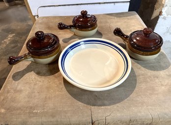 Three Bean Crocks & Roseville Pie Dish