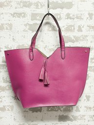 Neiman Marcus Double Tassel Sweetheart Vegan Leather Shopper Tote In Fuchsia