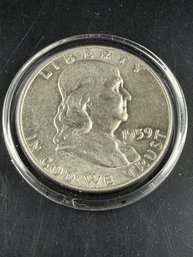 1959-D Ben Franklin Silver Half Dollar