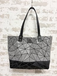 Designer Emilio Pepe Italy Matte Grey & Black Geometric Tote