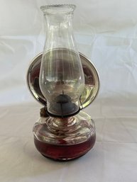 Antique Oil Lamp With Wall Hanging Bracket