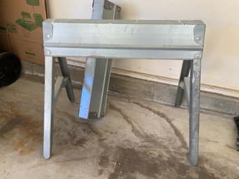 Pair Of Galvanized Steel Metal Folding Saw Horses