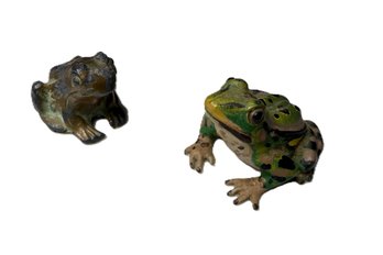 Pair Of Austrian Cold-Painted Bronze Frog Figurines