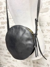 Classic Black Leather Round Cross Body Bag By Madewell