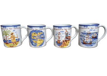Set Of Four Tiffany & Co. Christopher Columbus Quintenary Mugs