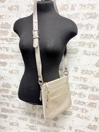 Cole Haan Metallic Pewter Crossbody Genuine Leather Bag
