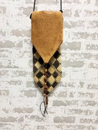 Artisan-crafted Harlequin Mixed Material Crossbody Bag