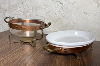 Nilsjohan! Of Sweden Copper Footed Chafing Dish & Metalutil Copper Footed Dish