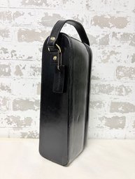 Unique Vertical Black Leather Zip Case By Pratt & Whitney W/ Gold Tone Hardware