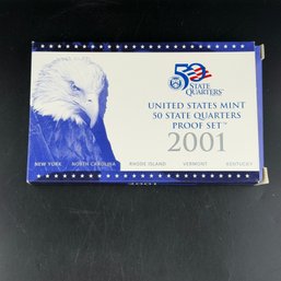 2001 US Mint 50 State Quarters Proof Set With COA