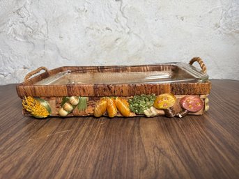 Pyrex Casserole Dish With Raffia Trivet Holder